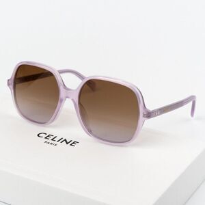 NEW Celine CL40244U 78F CELINE THIN Opal Lilac Brown Women Geometric Sunglasses